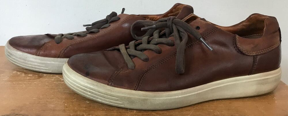 Ecco City Euro Style Brown Leather Lace Up Sneakers Mens Shoes 10 44